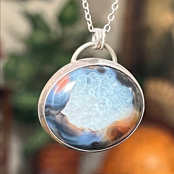 Artisan Jewelry - Little Relics Artisan Scenic Montana Moss Agate Sterling Silver Pendant Necklace
